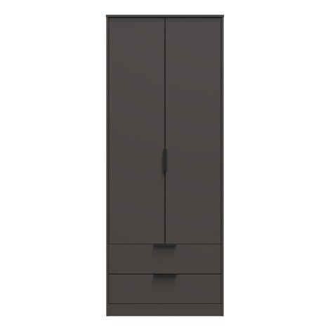 Hong Kong - 2 Door 2 Drawer - Plain - Tall - Double Wardrobe - Graphite Finish