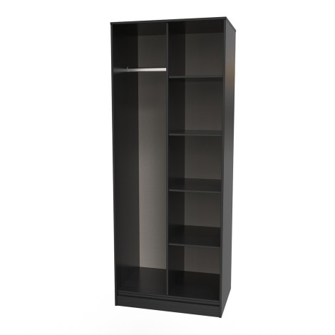 Hong Kong - Black - Open Shelf - Tall - Wardrobe - Black Handle