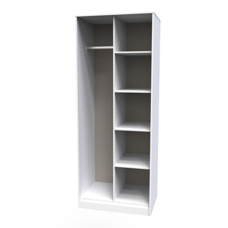 Hong Kong - White Matt - Open Shelf - Tall - Wardrobe - Black Handle