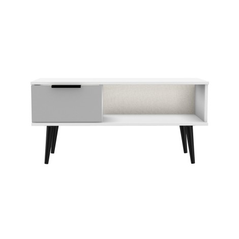 Hong Kong - Grey Matt - 1 Drawer - Coffee Table - Black Wooden Legs