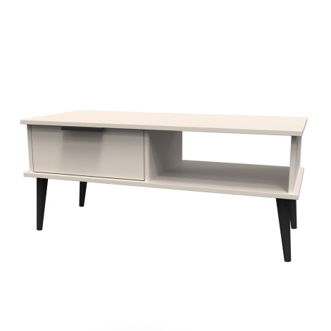 Hong Kong - Kashmir Matt - 1 Drawer - Coffee Table - Black Wooden Legs