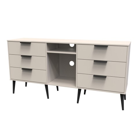 Hong Kong - Kashmir Matt - 6 Drawer - TV Unit - Black Wooden Legs