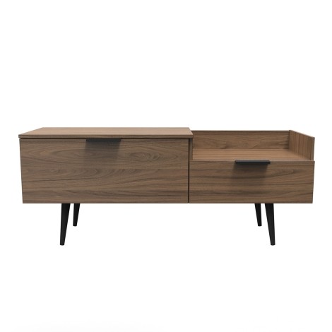 Hong Kong - Carini Walnut - TV Console Unit - Black Wooden Legs