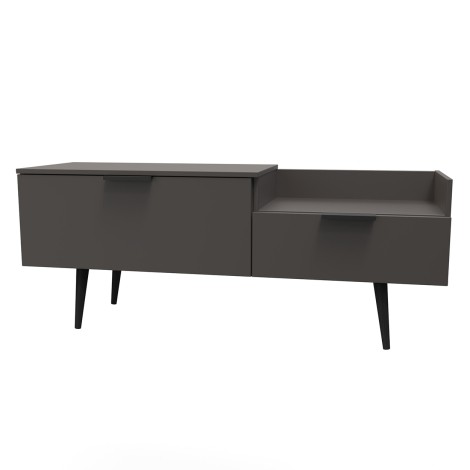 Hong Kong - Graphite - TV Console Unit - Black Wooden Legs