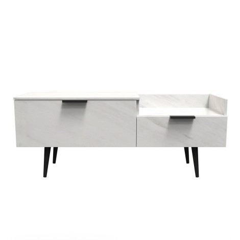 Hong Kong - Marble - TV Console Unit - Black Wooden Legs