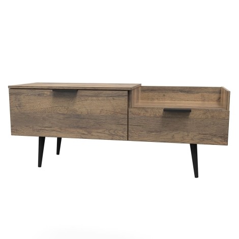 Hong Kong - Vintage Oak - TV Console Unit - Black Wooden Legs