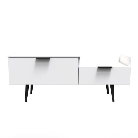 Hong Kong - White Matt - TV Console Unit - Black Wooden Legs