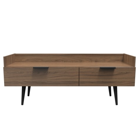 Hong Kong - Carini Walnut - Media Console Unit - Black Wooden Legs