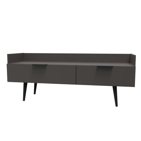Hong Kong - Graphite - Media Console Unit - Black Wooden Legs