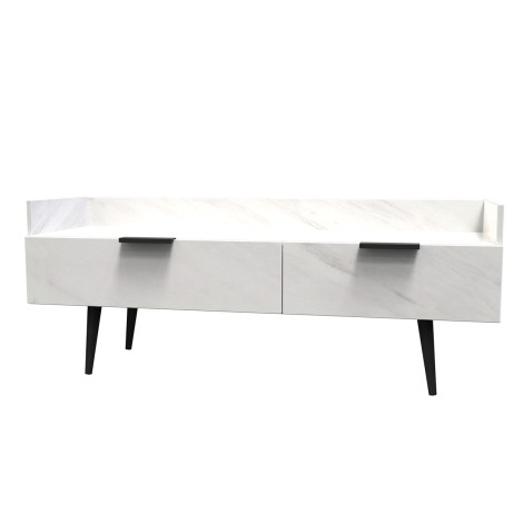Hong Kong - Marble - Media Console Unit - Black Wooden Legs