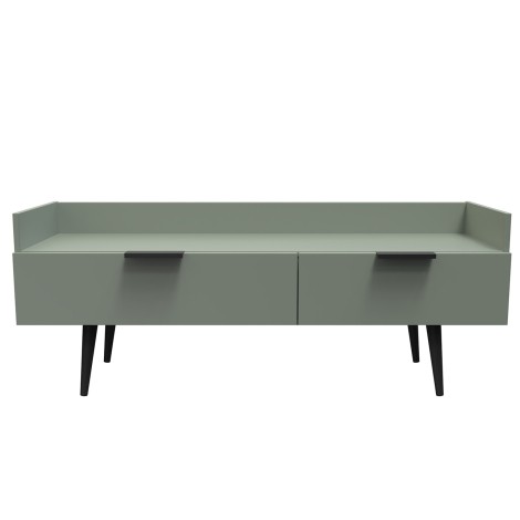 Hong Kong - Reed Green - Media Console Unit - Black Wood Legs