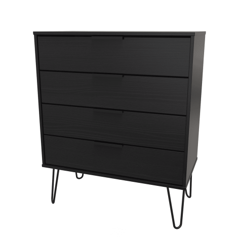 Hong Kong - Black - Chest of 4 Drawer - Black Hairpin Leg