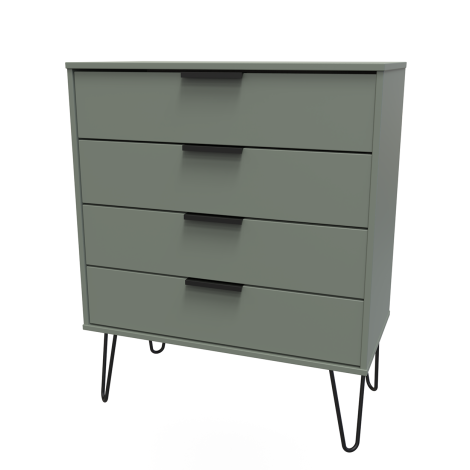 Hong Kong - Reed Green - Chest of 4 Drawer - Black Hairpin Leg