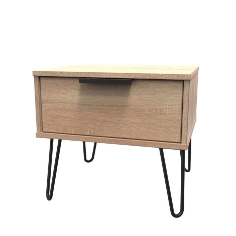 Hong Kong - Bardolino Oak - Medium - Chest of 1 Drawer - Black Hairpin Leg