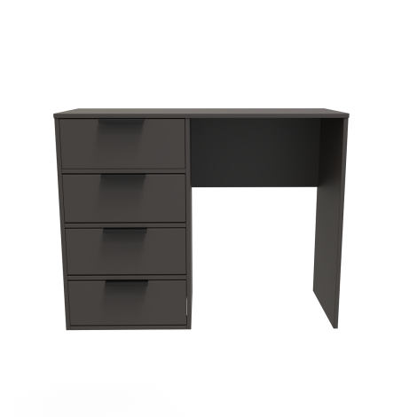 Hong Kong - 4 Drawer - Single Pedestal Dressing Table / Desk - Graphite Finish