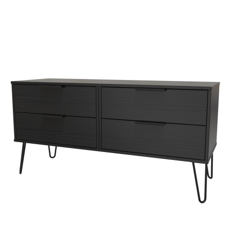 Hong Kong - Black - 4 Drawer Bed Box - Black Hairpin Leg
