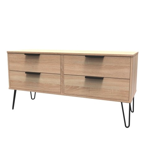 Hong Kong - Bardolino Oak - 4 Drawer Bed Box - Black Hairpin Leg