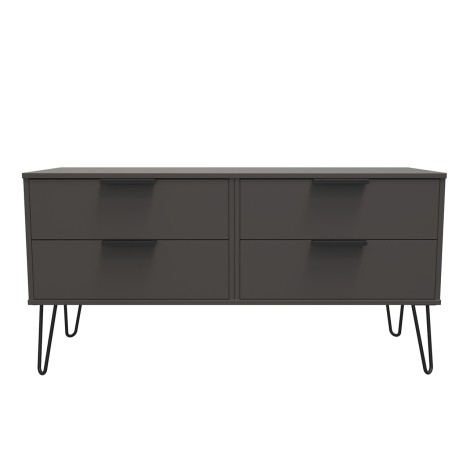 Hong Kong - Graphite - 4 Drawer Bed Box - Black Hairpin Legs