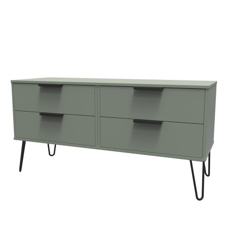 Hong Kong - Reed Green - 4 Drawer Bed Box - Black Hairpin Leg