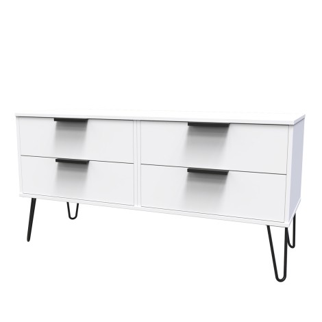 Hong Kong - White Matt - 4 Drawer Bed Box - Black Hairpin Leg