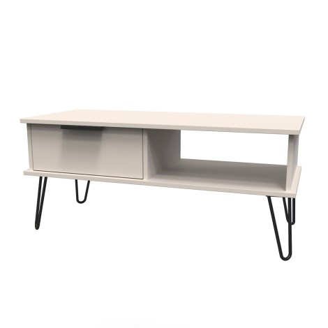 Hong Kong - Kashmir Matt - 1 Drawer - Coffee Table - Black Hairpin Legs