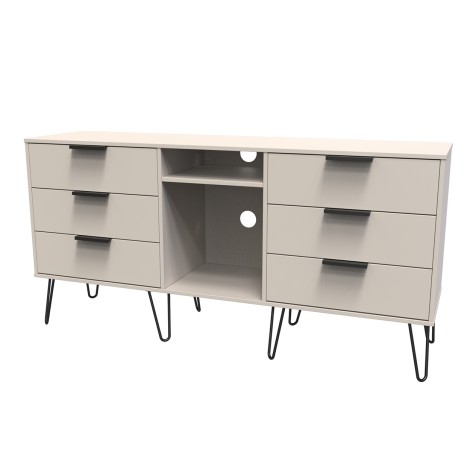 Hong Kong - Kashmir Matt - 6 Drawer - TV Unit - Black Hairpin Legs