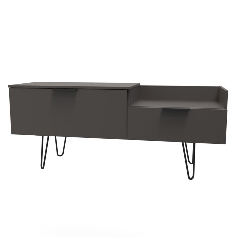 Hong Kong - Graphite - TV Console Unit - Black Hairpin Legs