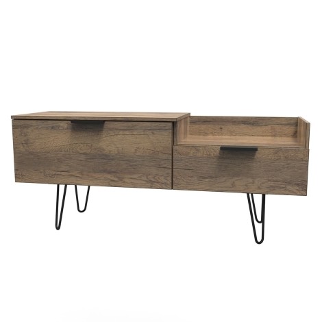 Hong Kong - Vintage Oak - TV Console Unit - Black Hairpin Legs
