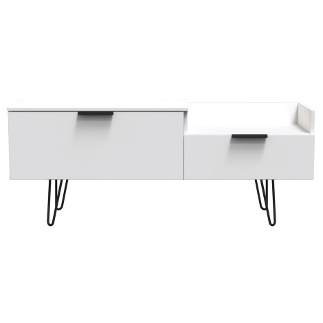 Hong Kong - White Matt - TV Console Unit - Black Hairpin Legs