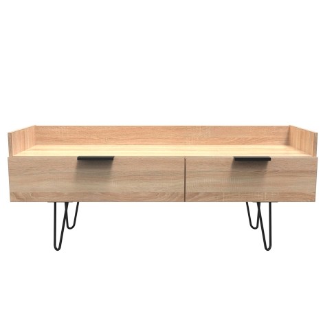 Hong Kong - Bardolino Oak - Media Console Unit - Black Hairpin Legs