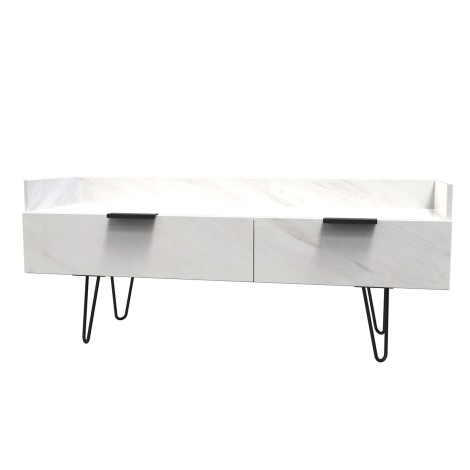 Hong Kong - Marble - Media Console Unit - Black Hairpin Legs