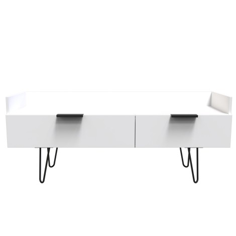 Hong Kong - White Matt - Media Console Unit - Black Hairpin Legs