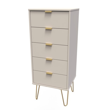 Hong Kong - Kashmir Matt - Narrow - Chest of 5 Drawer - Gold Hairpin Leg