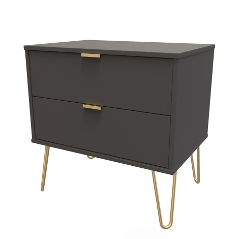 Hong Kong - Graphite - Medium - Chest of 2 Drawer - Gold Hairpin Leg