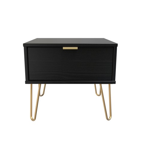 Hong Kong - Black - Medium - Chest of 1 Drawer - Gold Hairpin Leg