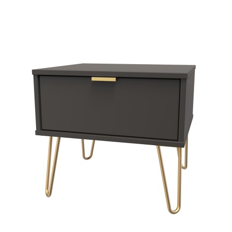 Hong Kong - Graphite - Medium - Chest of 1 Drawer - Gold Hairpin Leg