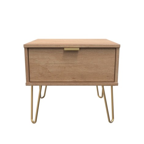 Hong Kong - Nebraska Oak - Medium - Chest of 1 Drawer - Gold Hairpin Leg