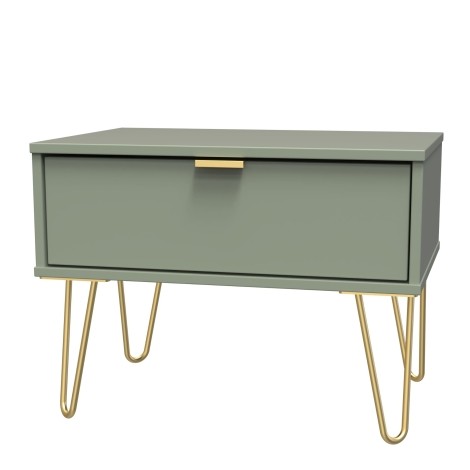 Hong Kong - Reed Green - Medium - Chest of 1 Drawer - Gold Hairpin Leg