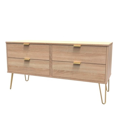 Hong Kong - Bardolino Oak - 4 Drawer Bed Box - Gold Hairpin Leg