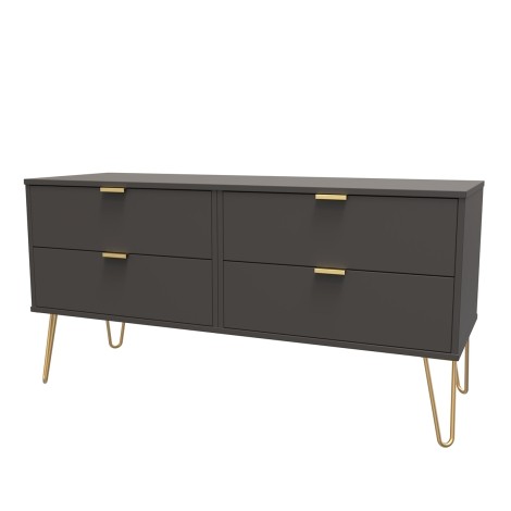 Hong Kong - Graphite - 4 Drawer Bed Box - Gold Hairpin Leg