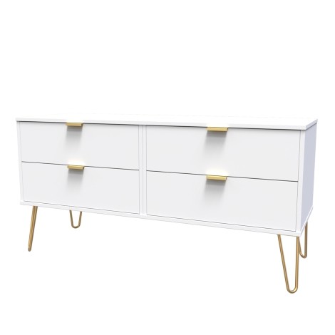 Hong Kong - White Matt - 4 Drawer Bed Box - Gold Hairpin Leg