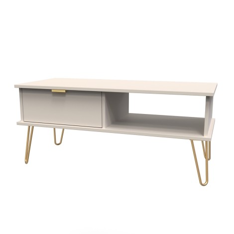 Hong Kong - Kashmir Matt - 1 Drawer - Coffee Table - Gold Hairpin Legs
