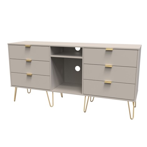 Hong Kong - Kashmir Matt - 6 Drawer - TV Unit - Gold Hairpin Legs