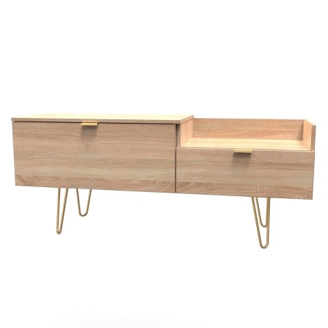 Hong Kong - Bardolino Oak - TV Console Unit - Gold Hairpin Legs