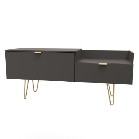 Hong Kong - Graphite - TV Console Unit - Gold Hairpin Legs