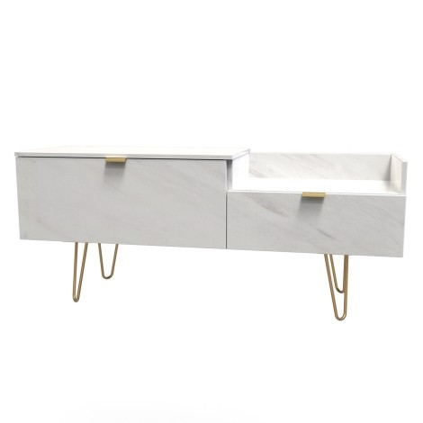 Hong Kong - Marble - TV Console Unit - Gold Hairpin Legs