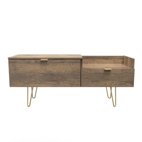 Hong Kong - Vintage Oak - TV Console Unit - Gold Hairpin Legs