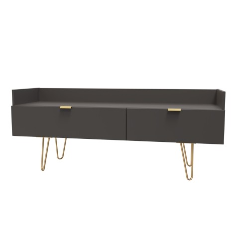 Hong Kong - Graphite - Media Console Unit - Gold Hairpin Legs