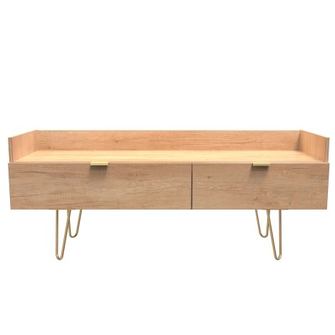 Hong Kong - Nebraska Oak - Media Console Unit - Gold Hairpin Legs