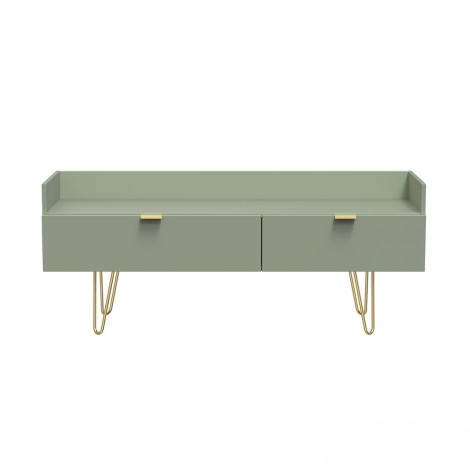 Hong Kong - Reed Green - Media Console Unit - Gold Hairpin Legs